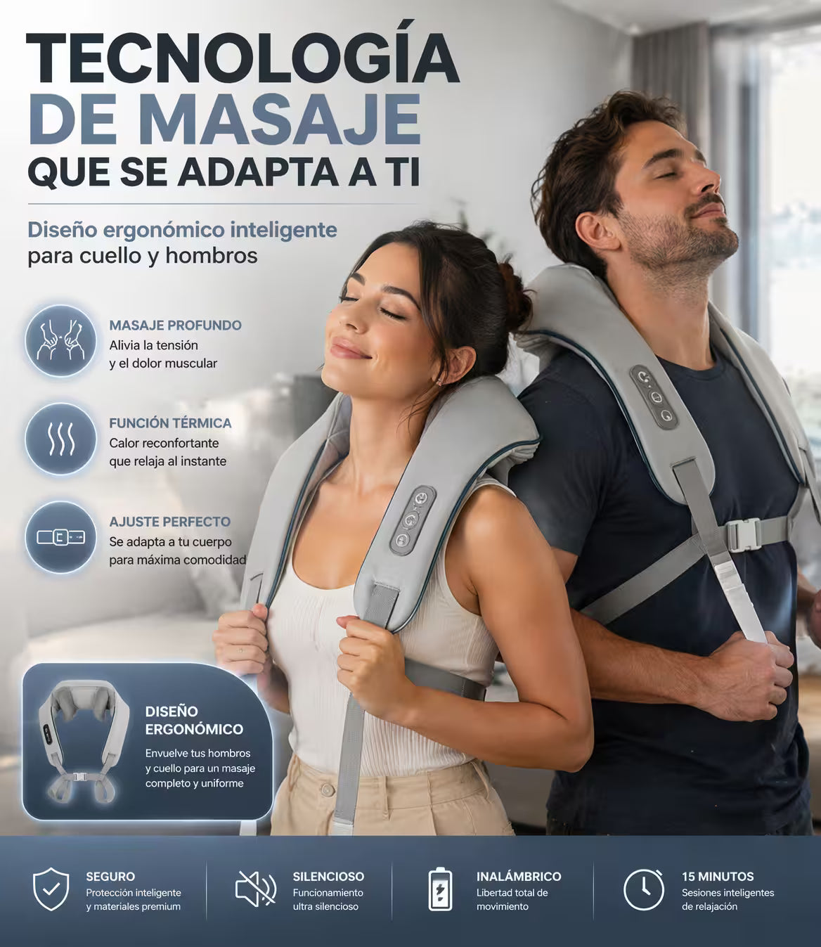 Tecnología de alivio profundo para cuello y hombros